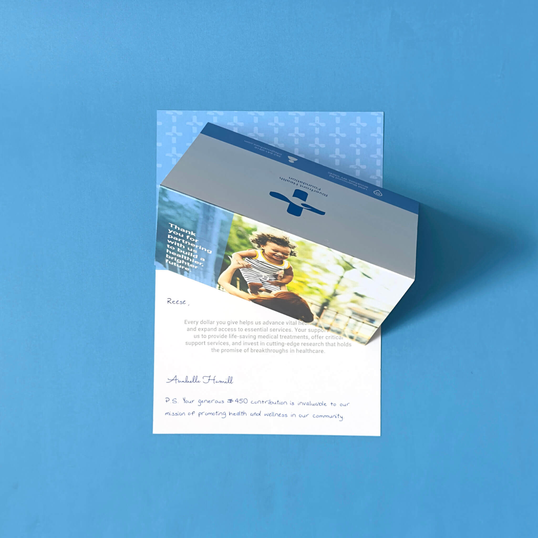 hospital foundation tent card example